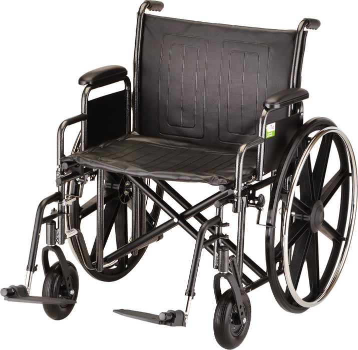 24 Inch 5240 Heavy Duty Steel Wheel Chair with Detachable ArmsSwing Away Footrests