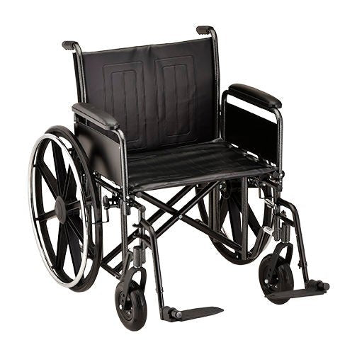 24 Inch 5241 Steel Wheelchair with Detachable Full ArmsSwing away footrests