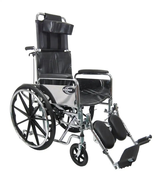 KN-880 Reclining Wheelchair with Removable Armrest and Elevating Legrest