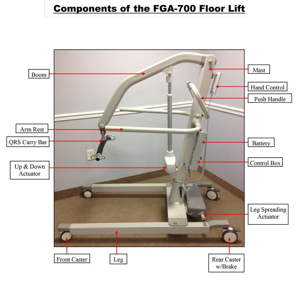 heavy duty patient bariatric floor lift fga-700