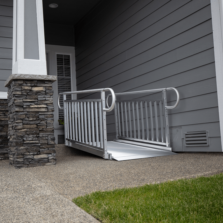 gateway 3g ramp with vertical picket handrails - ez-access - harmony home medical