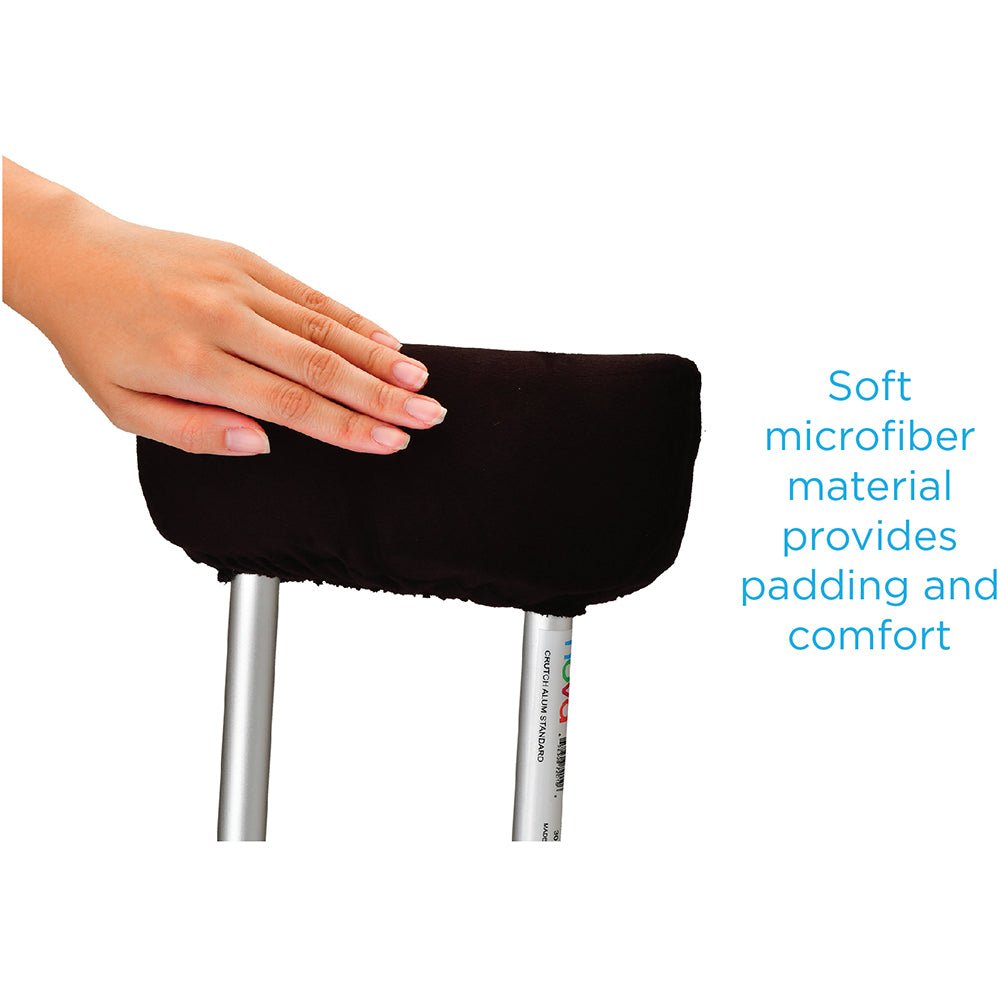 Crutch Cushion Set - Black Microfiber