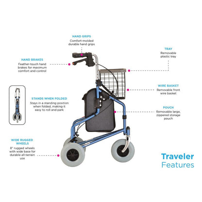 Traveler 3 Wheel WalkerSky Blue