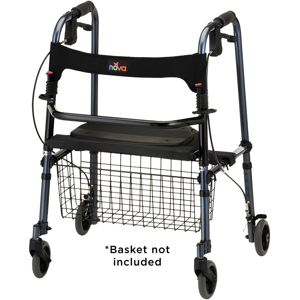 Cruiser De-Light Folding Rolling WalkerBlueWith Basket