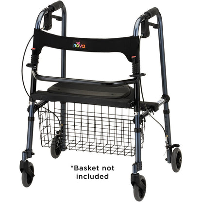Cruiser De-Light Folding Rolling WalkerBlueWith Basket
