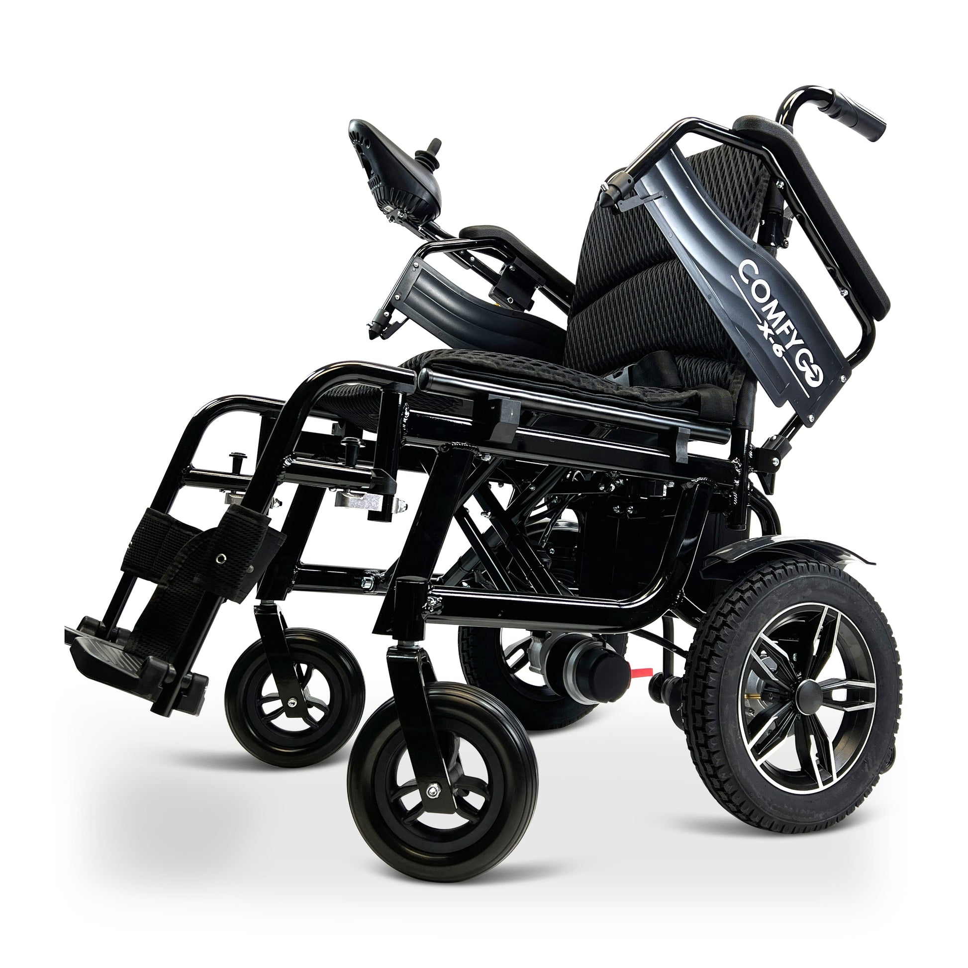X-6 ComfyGO Lightweight Electric WheelchairBlackUpto 17+ Miles (20AH li-ion Battery)