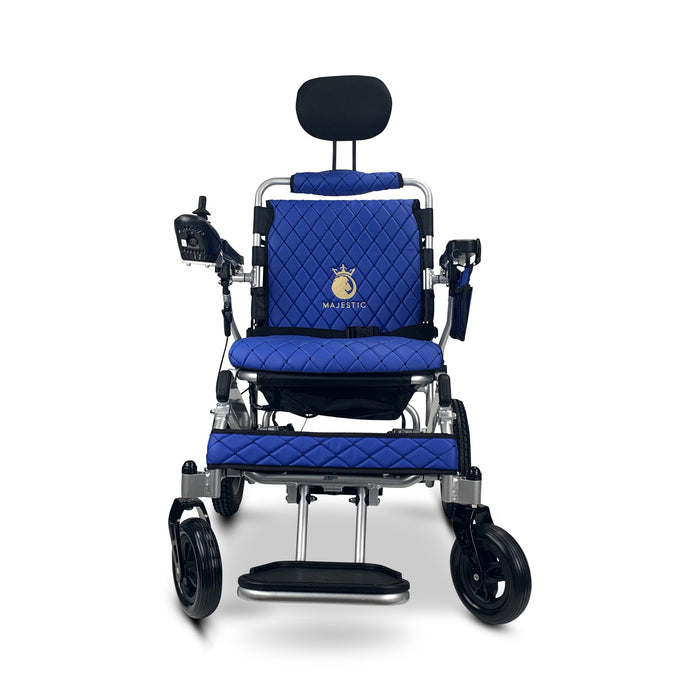 Majestic IQ-8000 12AH li-ion Battery Auto Recline Remote Controlled Electric WheelchairSilverBlue17.5"