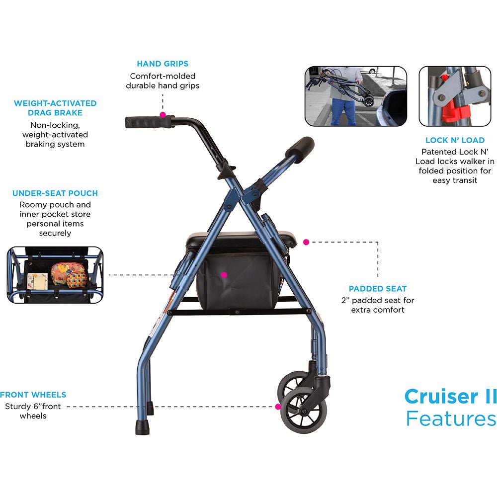 Cruiser II Rolling Walker Blue