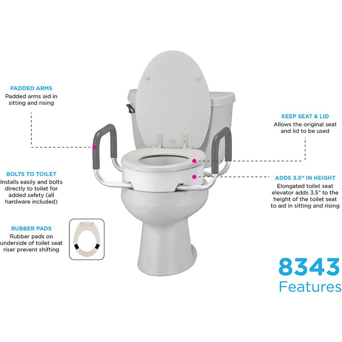 8343-Retail Elongated Toilet Seat Riser with Arms