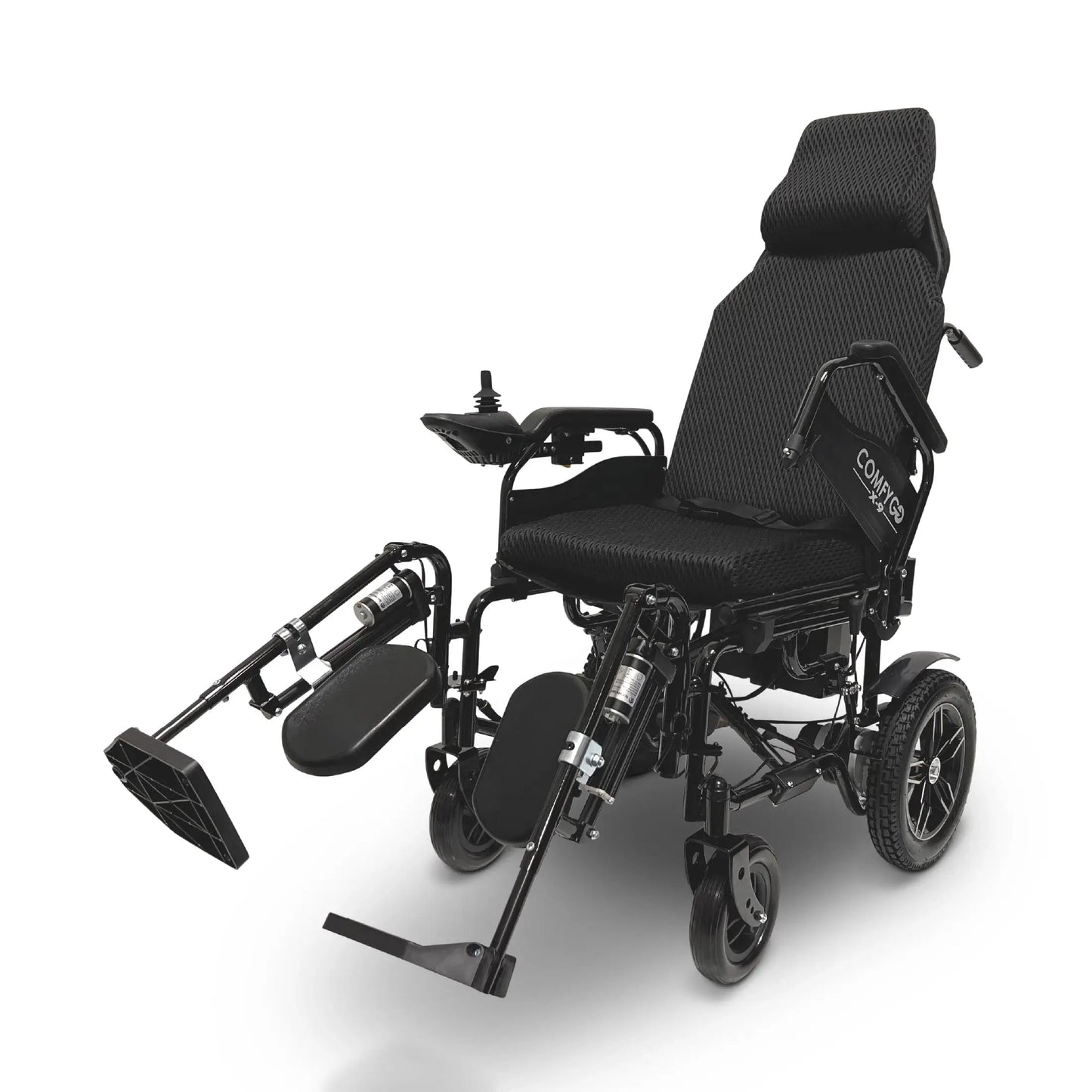 X-9 Remote Controlled Electric Wheelchair with Automatic Reclining Backrest and Lifting Leg RestsBlackUpto 10+ Miles (12AH li-ion Battery)