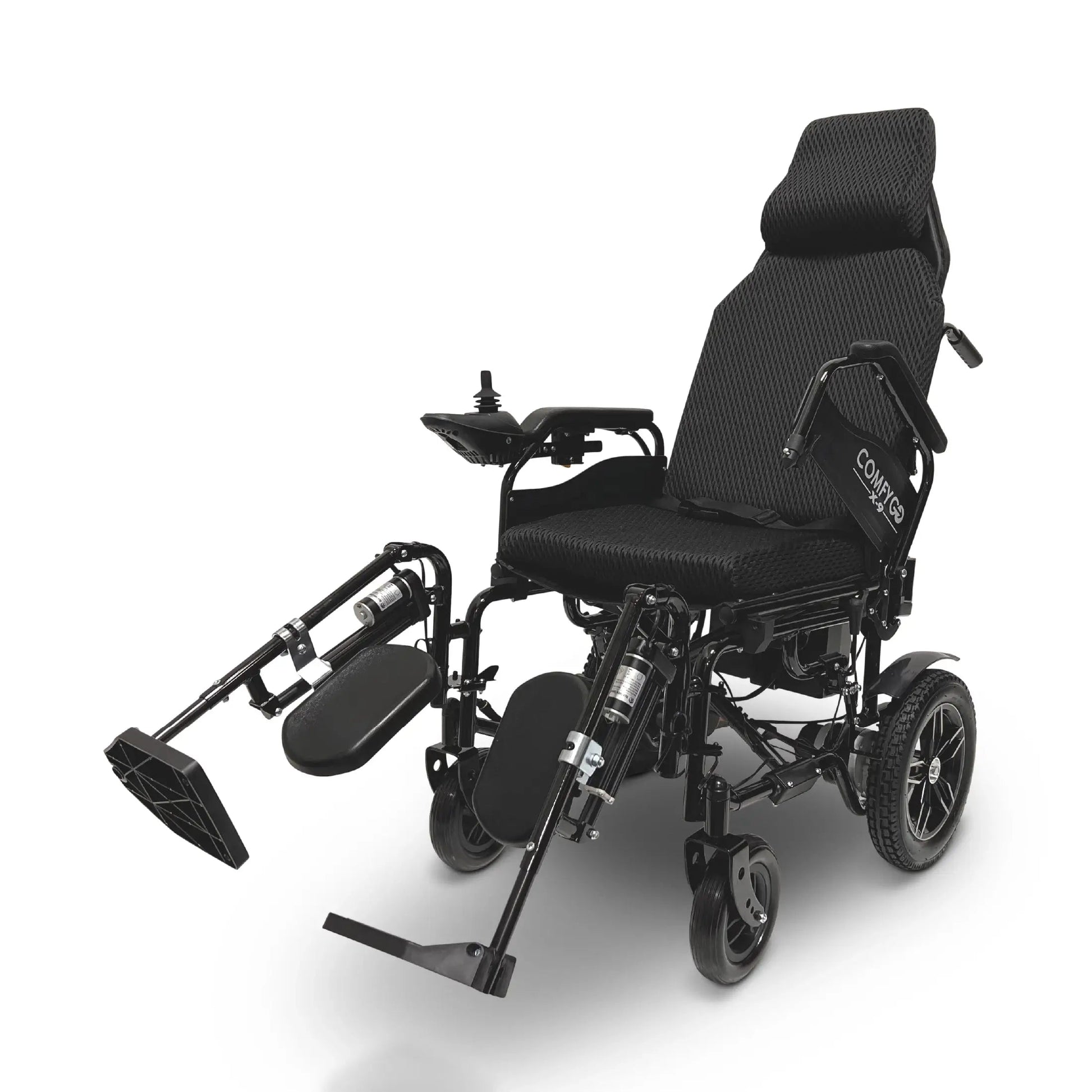 X-9 Remote Controlled Electric Wheelchair with Automatic Reclining Backrest and Lifting Leg RestsBlackUpto 10+ Miles (12AH li-ion Battery)