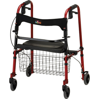 Cruiser De-Light Folding Rolling WalkerRedWith Basket