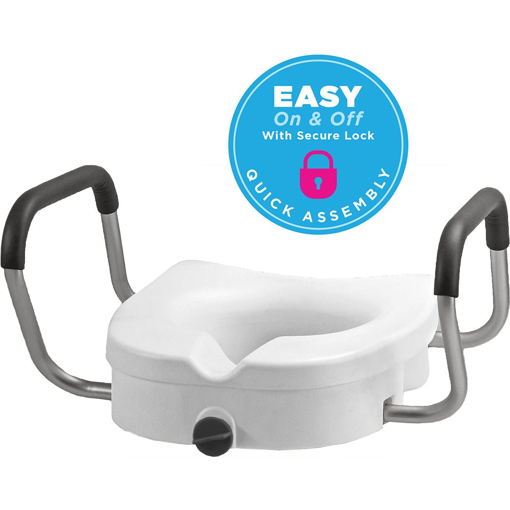 5" Locking Raised Toilet Seat With Detachable Arms