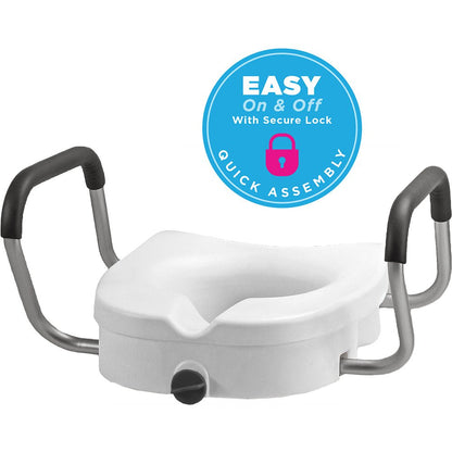 5" Locking Raised Toilet Seat With Detachable Arms