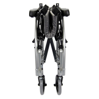 S-Ergo 115 Ergonomic Transport Wheelchair with Wire Break and Swing Away Footrest Silver16"