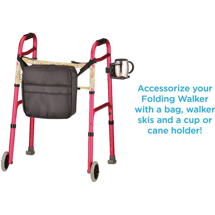 Folding Walker with 5 Inch WheelsPink