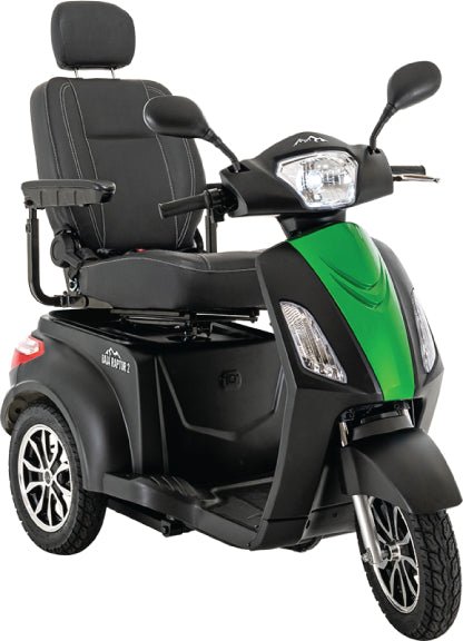 Baja Raptor 2 Three Wheel ScooterMatte Black with Green Machine Front Shroud Panel