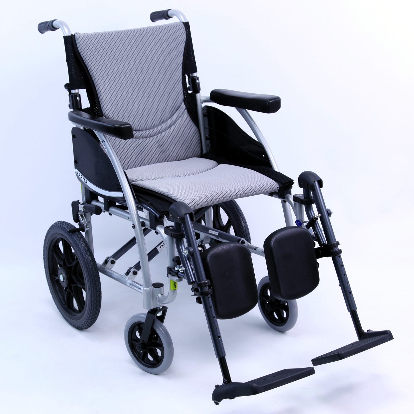 S-Ergo 115 Ergonomic Transport Wheelchair with Swing Away Footrest Silver16"