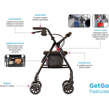 GetGo Classic Rolling WalkerBlack
