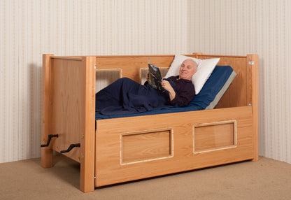 Slumber Series Twin Size Bed with Fixed Height and Manual Adjustable Head and FootHigh Side