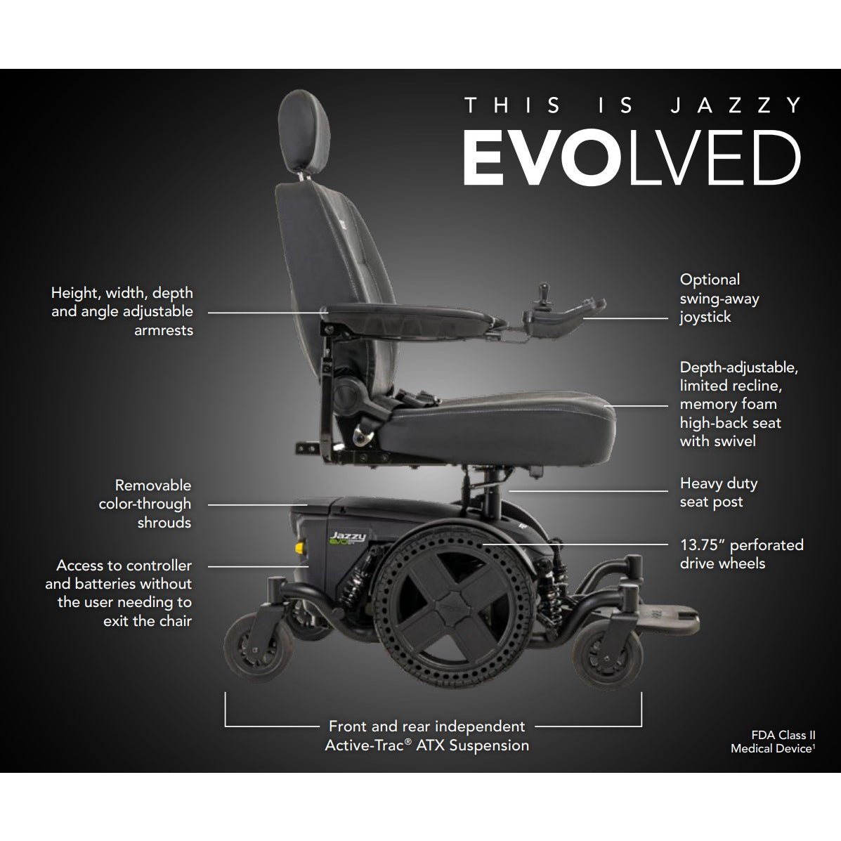 Jazzy EVO 614 (FDA Class II Medical Device)White (Matte)