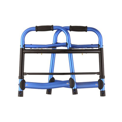 Blue Folding Walker with 5 Inch Wheels, Walker Skis, and Mobility Bag