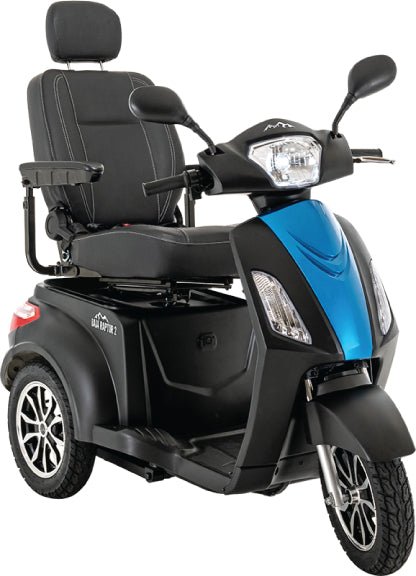 Baja Raptor 2 Three Wheel ScooterMatte Black with True Blue Front Shroud Panel
