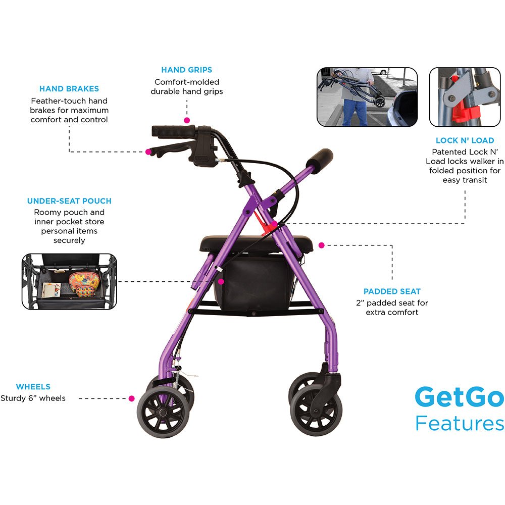GetGo Classic Rolling WalkerPurple