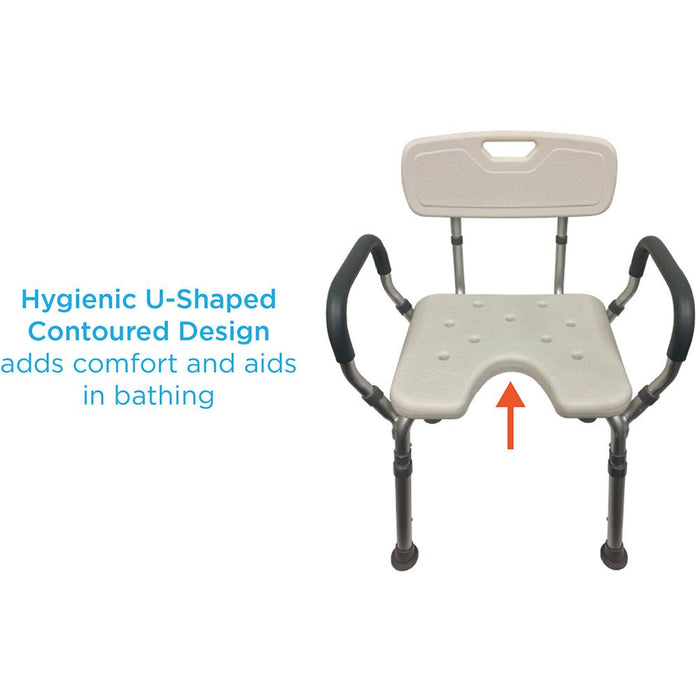 Bath Seat With Arms and U-Shaped Hygienic Cutout