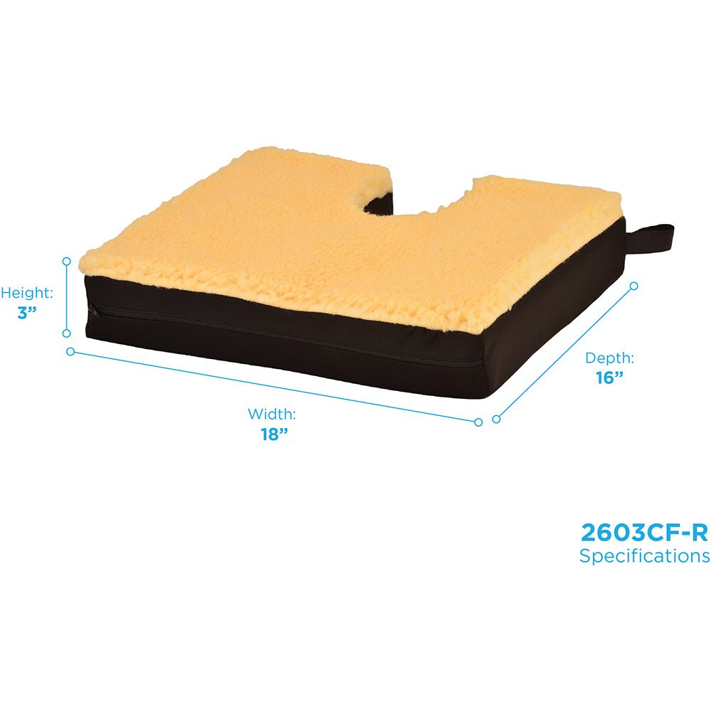 Gel Foam Seat Cushion With Coccyx Cutout and Fleece Top