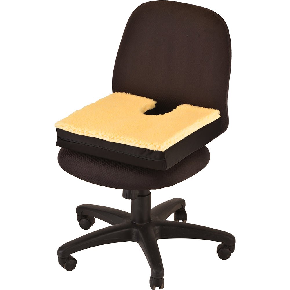 Gel Foam Seat Cushion With Coccyx Cutout and Fleece Top