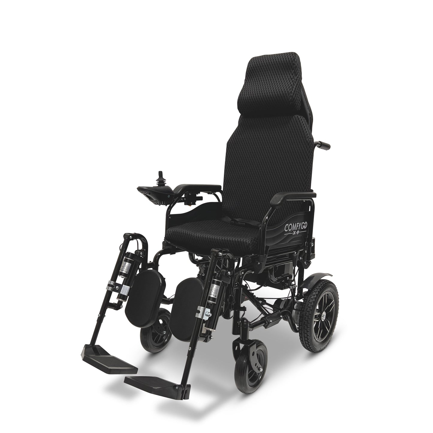 X-9 Remote Controlled Electric Wheelchair with Automatic Reclining Backrest and Lifting Leg RestsBlackUpto 17+ Miles (20AH li-ion Battery)