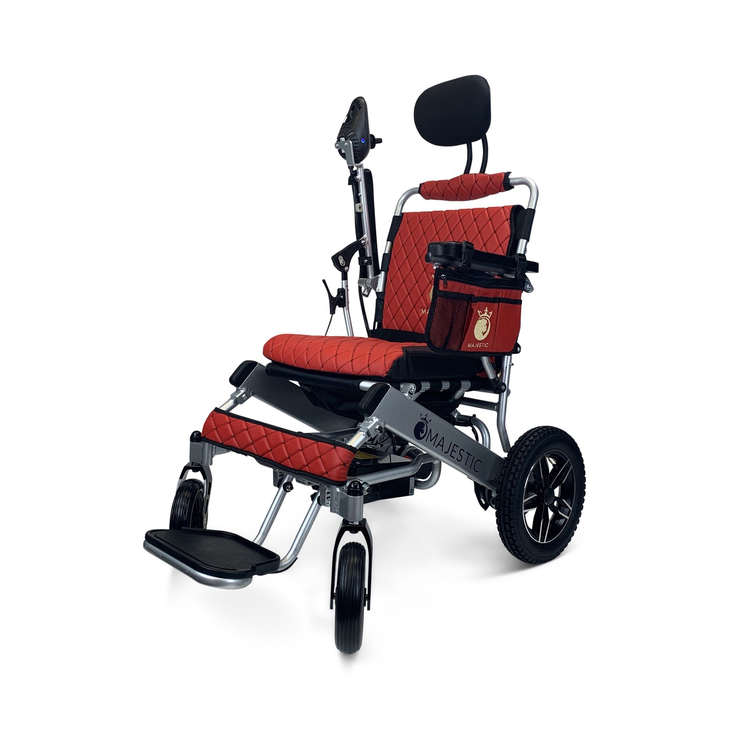 Majestic IQ-8000 20AH li-ion Battery Auto Recline Remote Controlled Electric WheelchairSilverRed17.5"
