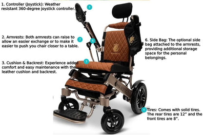 Majestic IQ-8000 12AH li-ion Battery Remote Controlled Lightweight Electric WheelchairYellowTaba20"