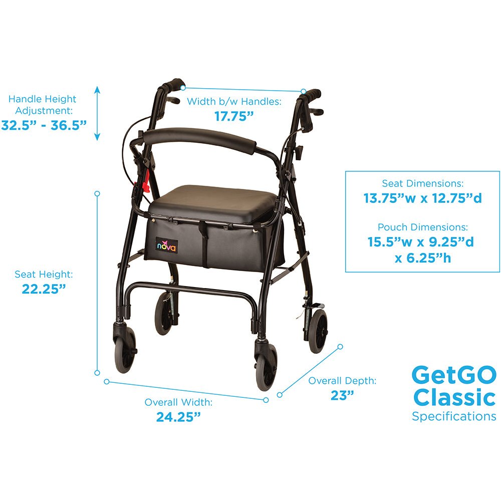 GetGo Classic Rolling WalkerBlack
