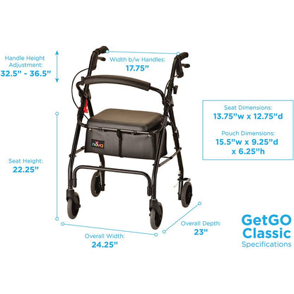 GetGo Classic Rolling WalkerBlack