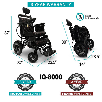 Majestic IQ-8000 12AH li-ion Battery Remote Controlled Lightweight Electric WheelchairYellowTaba20"