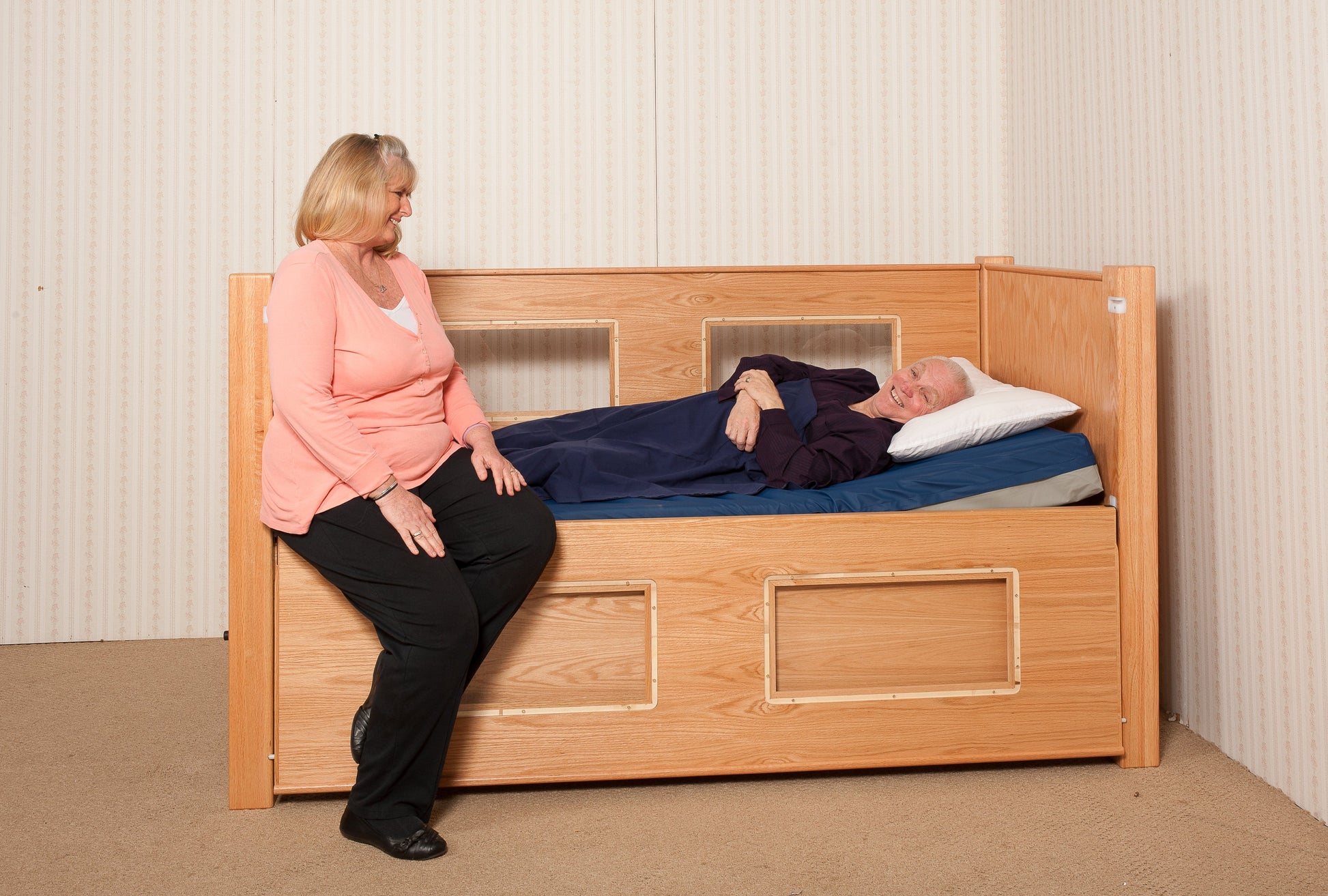 Slumber Series Twin Size Bed with Fixed Height and Manual Adjustable Head and FootHigh Side