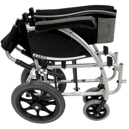 S-Ergo 115 Ergonomic Transport Wheelchair with Wire Break and Swing Away Footrest Silver16"
