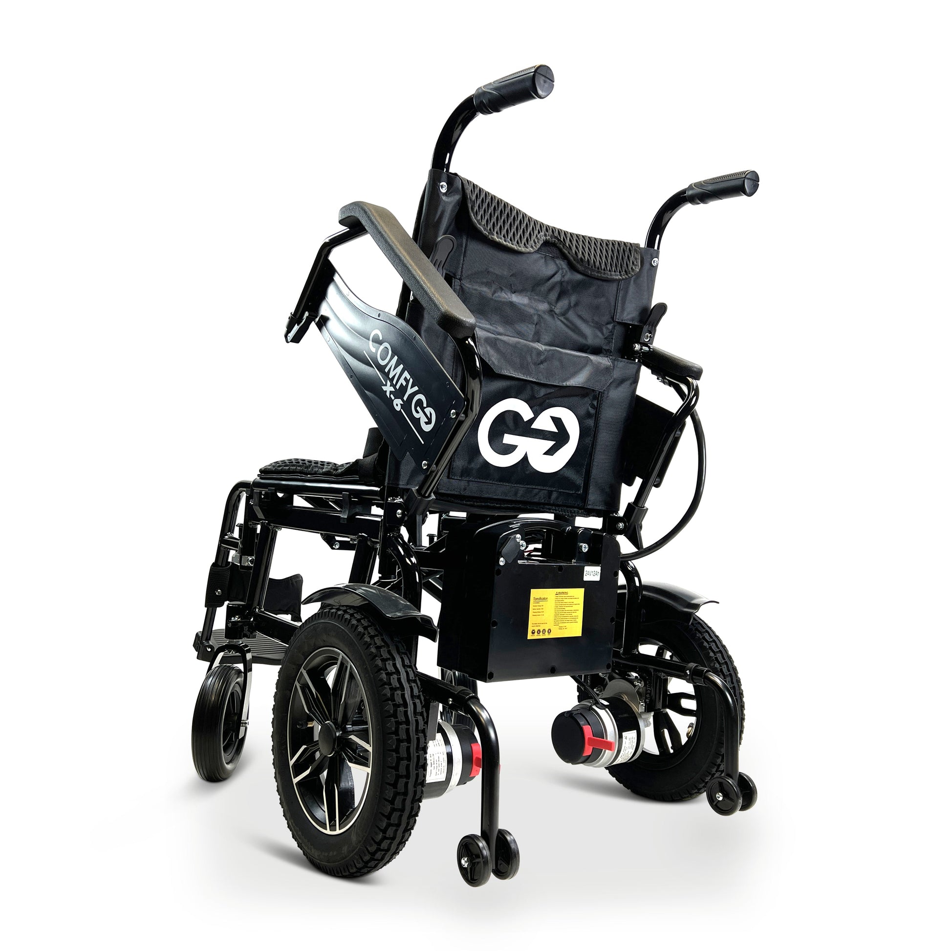 X-6 ComfyGO Lightweight Electric WheelchairBlackUpto 10+ Miles (12AH li-ion Battery)