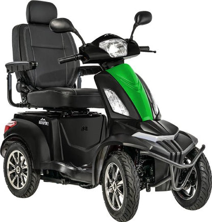 Baja Raptor 2 Four Wheel ScooterMatte Black with Green Machine Front Shroud Panel