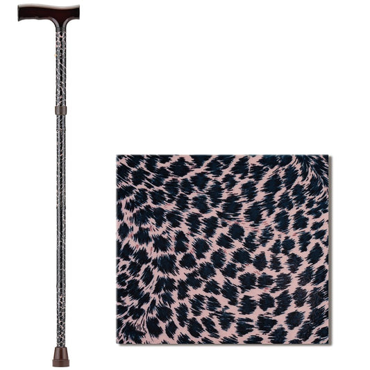 Folding Cane with Wood Grip HandleLeopard
