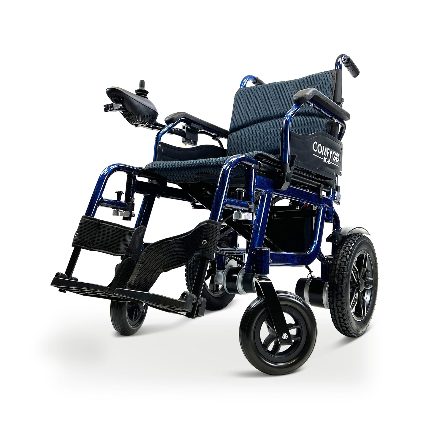 X-6 ComfyGO Lightweight Electric WheelchairBlueUpto 17+ Miles (20AH li-ion Battery)