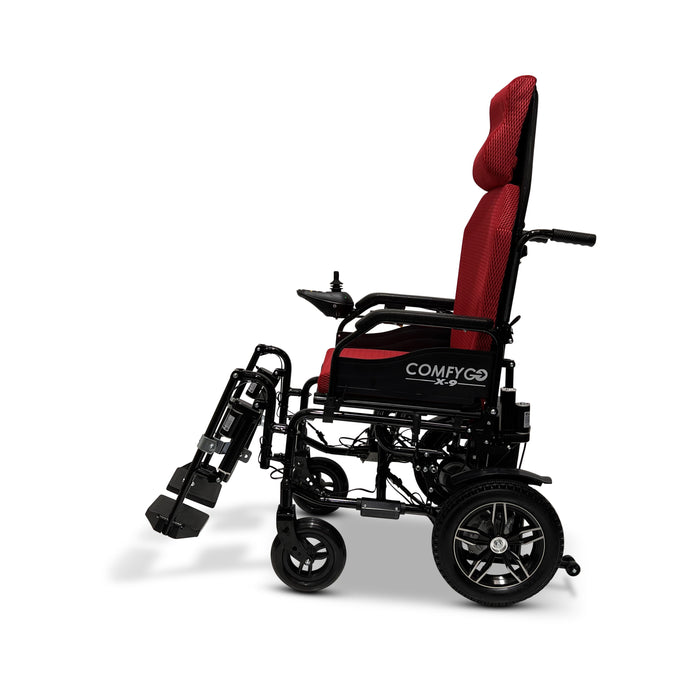X-9 Remote Controlled Electric Wheelchair with Automatic Reclining Backrest and Lifting Leg RestsRedUpto 10+ Miles (12AH li-ion Battery)