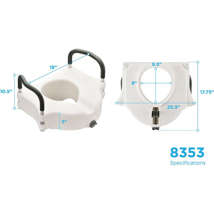 Nova-8353-Retail Raised Toilet Seat with Detachable Arms