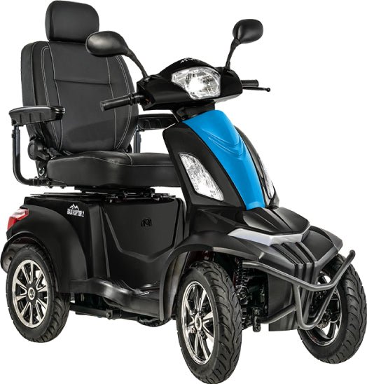 Baja Raptor 2 Four Wheel ScooterMatte Black with True Blue Front Shroud Panel