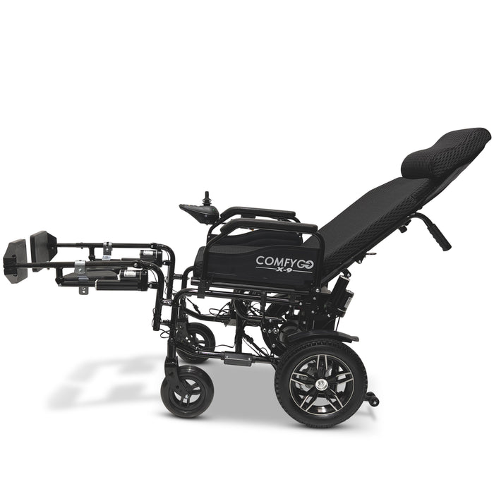 X-9 Remote Controlled Electric Wheelchair with Automatic Reclining Backrest and Lifting Leg RestsBlackUpto 10+ Miles (12AH li-ion Battery)