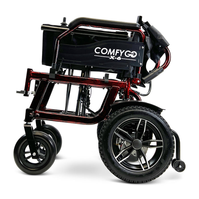X-6 ComfyGO Lightweight Electric WheelchairRedUpto 17+ Miles (20AH li-ion Battery)