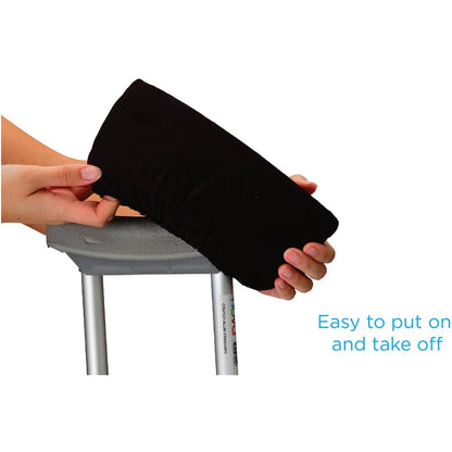 Crutch Cushion Set - Black Microfiber