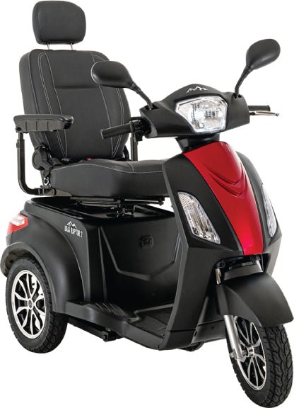 Baja Raptor 2 Three Wheel ScooterMatte Black with Candy Apple Red Front Shroud Panel